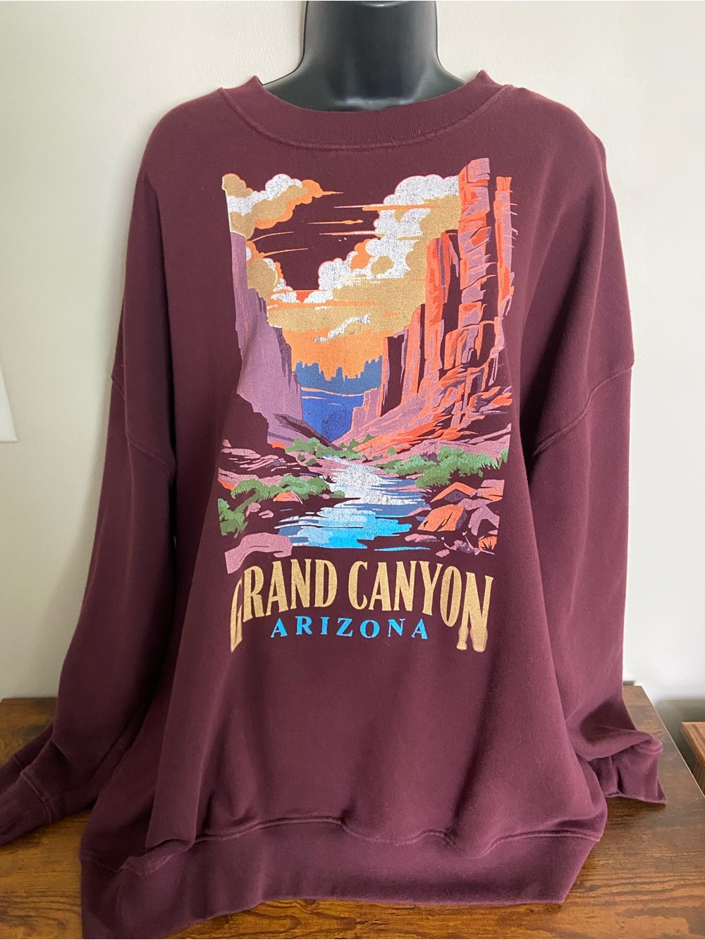 State of Mind Maroon Grand Canyon Graphic Crewneck Sweatshirt